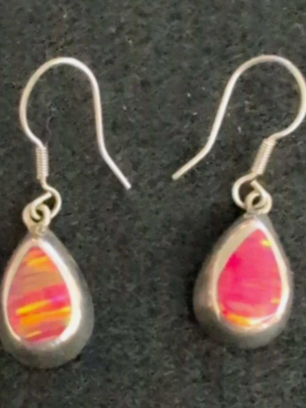 Mexico Sterling Silver Red Stone Dangle Earrings